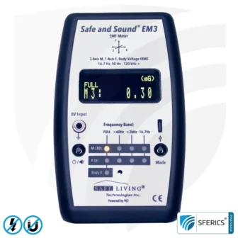 Safe & Sound EM3 Detector | Precise 3-in-1 EMF Low-Frequency Meter for Electrosmog | Frequency Range 16 Hz - 120 kHz | 3D Magnetic Field Measurement