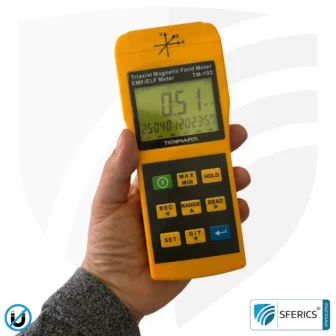TENMARS TM-192 | Magnetic Field Meter | Triaxial Sensor (X/Y/Z), Frequency Range 30 - 2000 Hz, Display in mG or µT