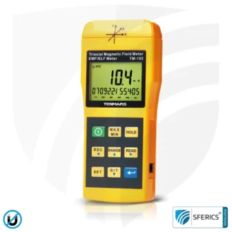 TENMARS TM-192 | Magnetic Field Meter | Triaxial Sensor (X/Y/Z), Frequency Range 30 - 2000 Hz, Display in mG or µT