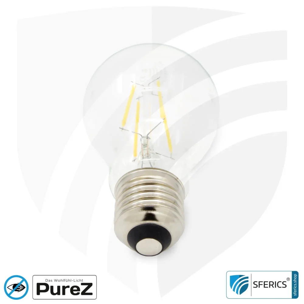 4,2 watt LED filament Pure-Z NEO | bright as 38 watts, 400 lumens | CRI 97 | flicker-free | warm white | E27 | clear