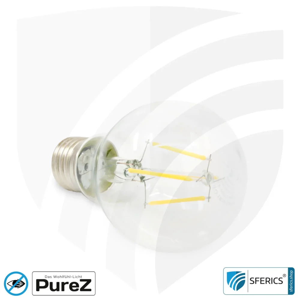 4,2 watt LED filament Pure-Z NEO | bright as 38 watts, 400 lumens | CRI 97 | flicker-free | warm white | E27 | clear