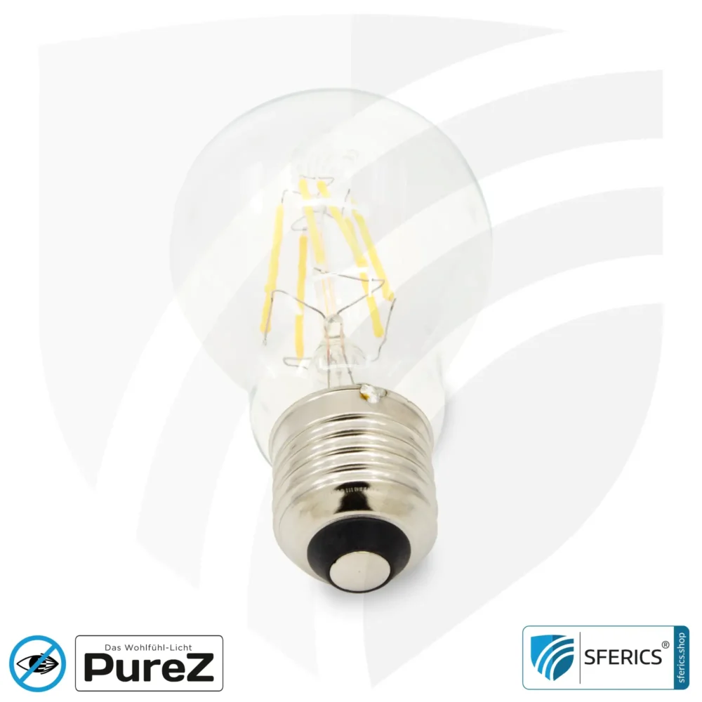 6,4 watt LED filament Pure-Z NEO | bright as 55 watts, 650 lumens | CRI 97 | flicker-free | warm white | E27. clear