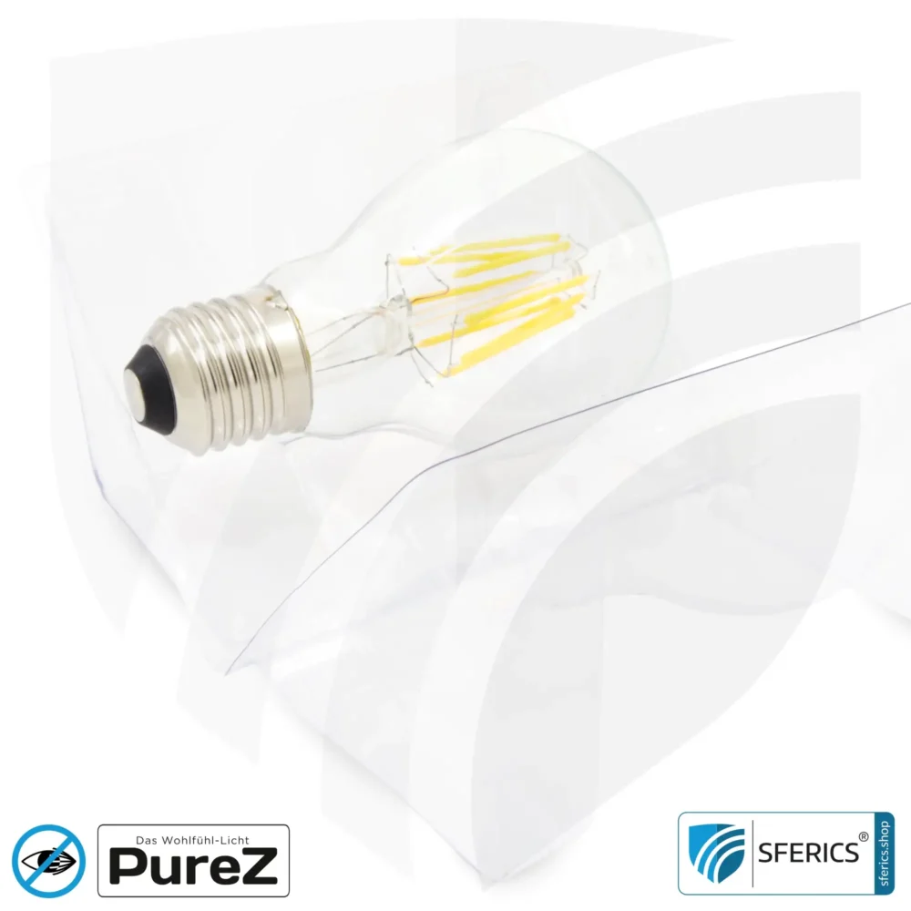 6,4 watt LED filament Pure-Z NEO | bright as 55 watts, 650 lumens | CRI 97 | flicker-free | warm white | E27. clear