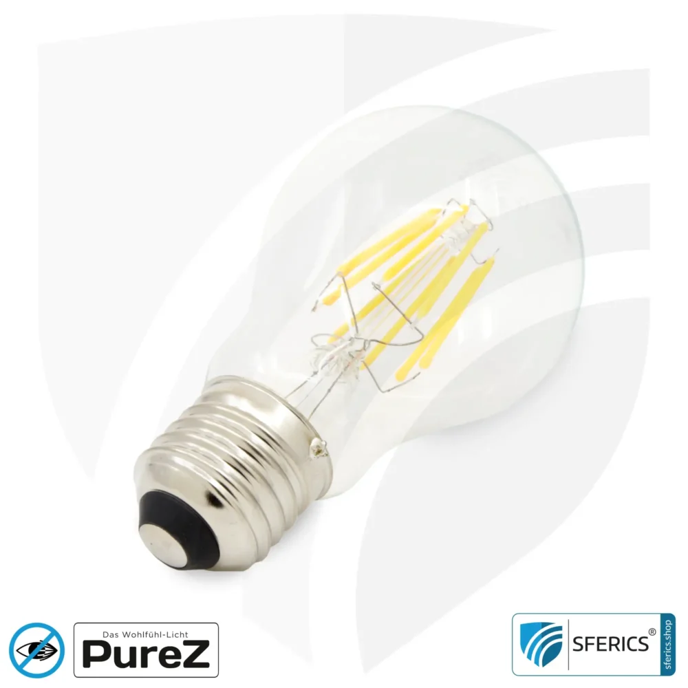 8,2 watt LED filament Pure-Z NEO | bright as 66 watts, 830 lumens | CRI 97 | flicker-free | warm white | E27 | clear