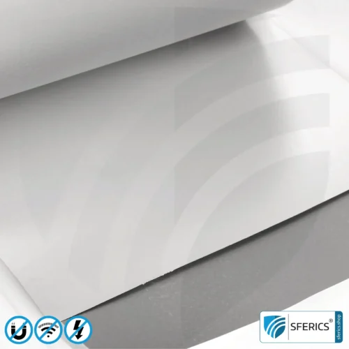 Magnetic Field Shielding Foil M2A | Very thin, two-layer foil for effective magnetic field shielding | Aluminum surface for very high RF shielding attenuation | 21 cm width | groundable