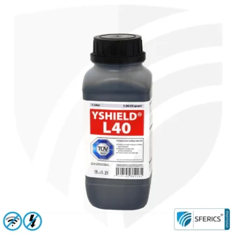 Shielding Paint SAFEBUILD L40 for Technical Applications | RF Shielding Effectiveness Against Electrosmog up to 90 dB at 40 GHz | No Graphite Effect = Does Not Smudge or Rub Off | TÜV SÜD Certified