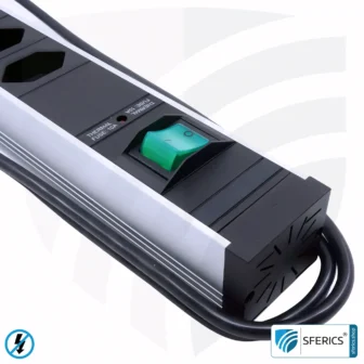 4-Way Power Strip, shielded LF | with On/Off Switch | Type J Plug for Switzerland, Liechtenstein and more