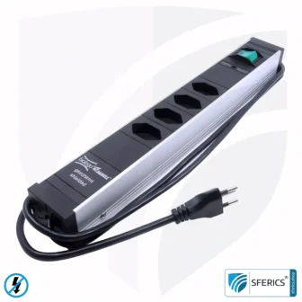 4-Way Power Strip, shielded LF | with On/Off Switch | Type J Plug for Switzerland, Liechtenstein and more