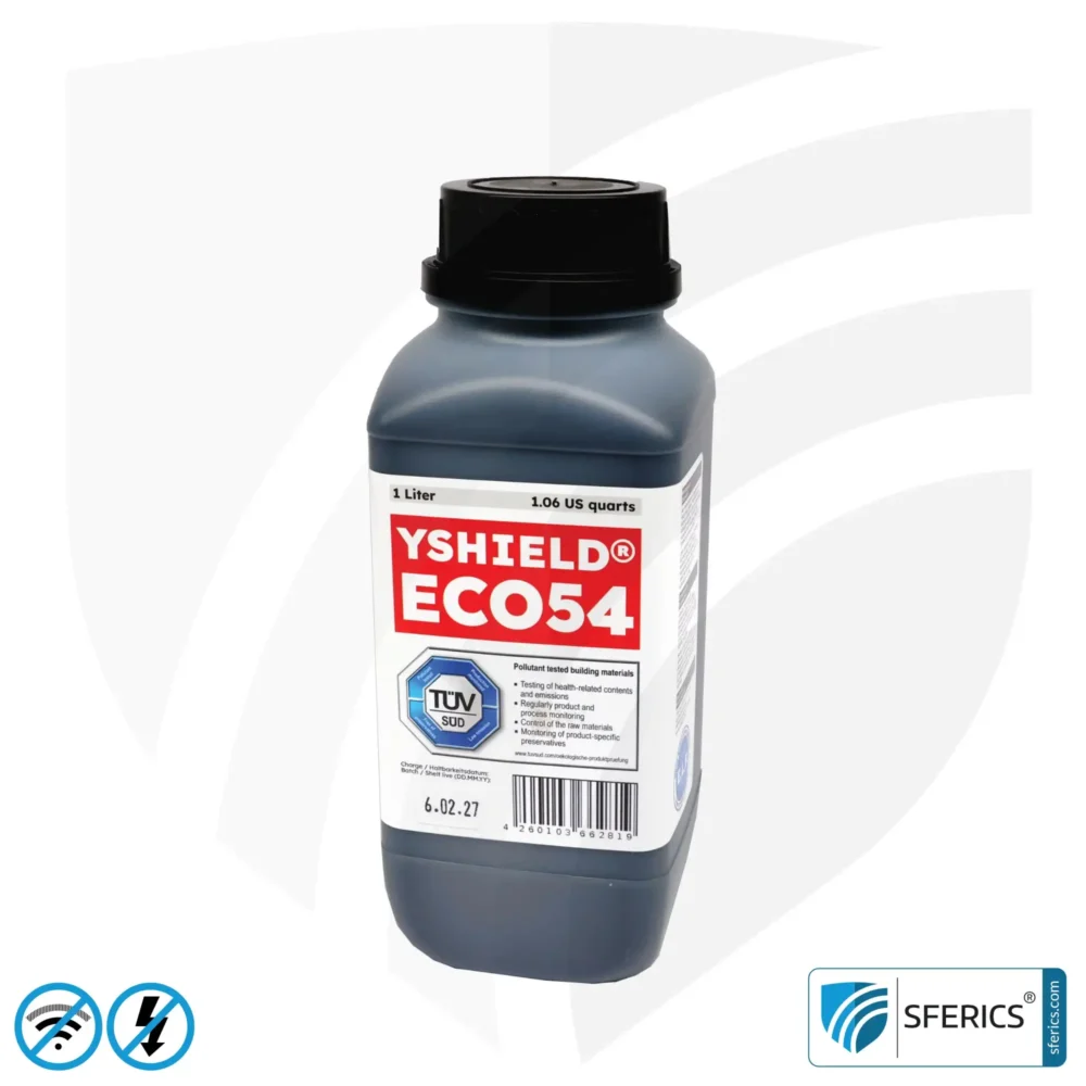 Shielding Paint ECO54 | Special paint without preservatives for indoor use | HF shielding attenuation against electrosmog up to 75 dB at 40 GHz