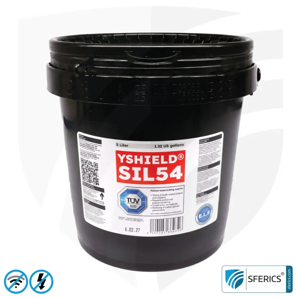 Shielding Paint SIL54 | Special paint without preservatives for indoor use | HF shielding attenuation against electrosmog up to 75 dB at 40 GHz